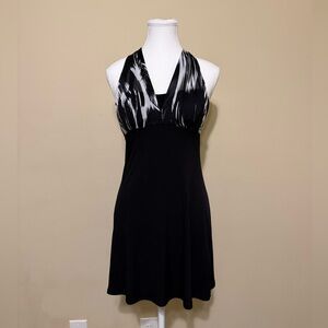 HeartSoul Black White Mesh Halter Mini Dress Women’s Small Y2K Party Tie Chic